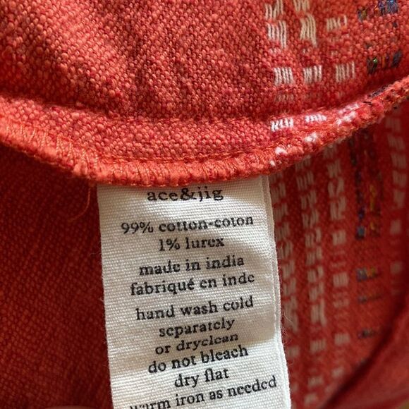 Ace & Jig sz S/P salmon orange dress with pockets cottons with metallic thread - Picture 9 of 10